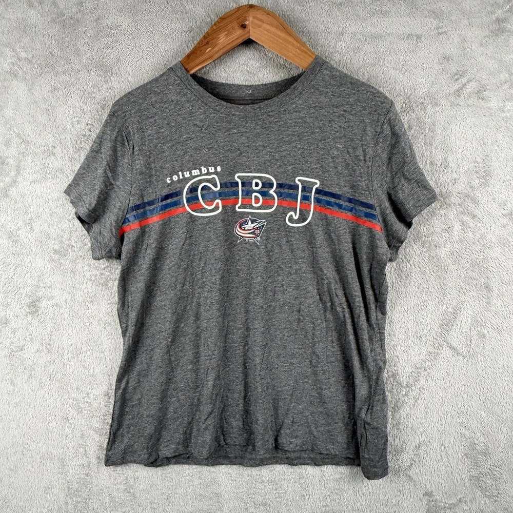 NHL Columbus Blue Jackets CBJ Shirt Womens XL Gray Logo Ohio Soft Cotton Blend